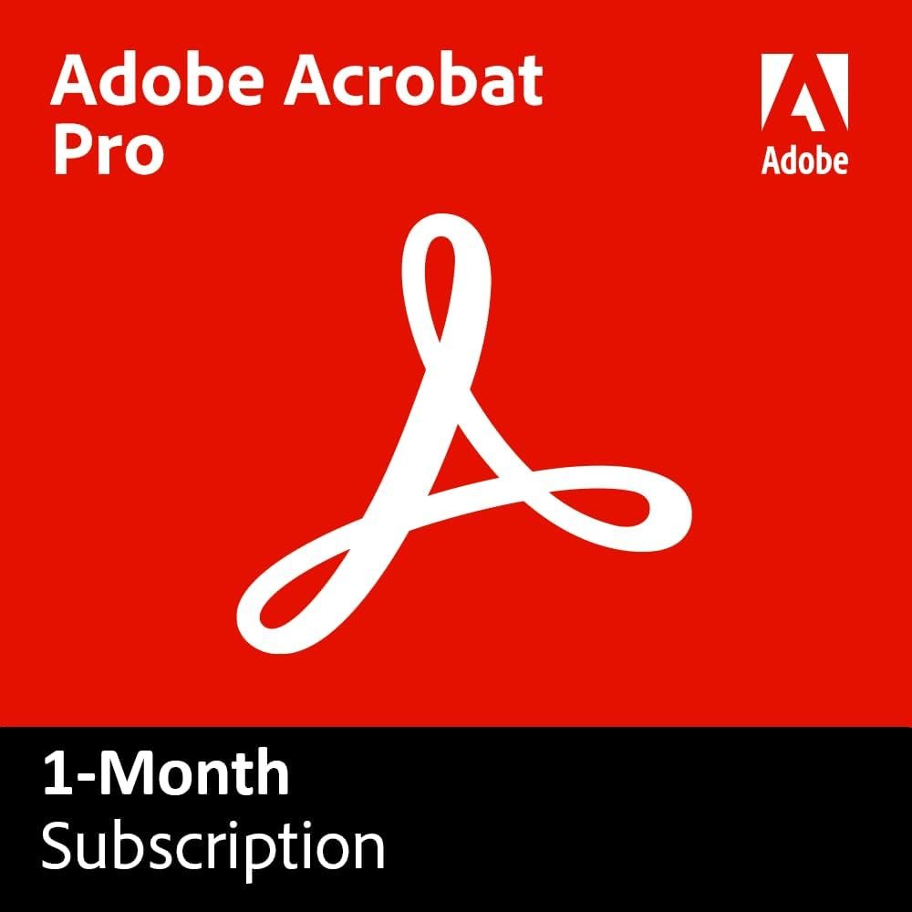 Acrobat Pro | 1-Month Subscription | PDF Software |Convert, Edit, E-Sign, Protect |Activation Required [PC/Mac Online Code]