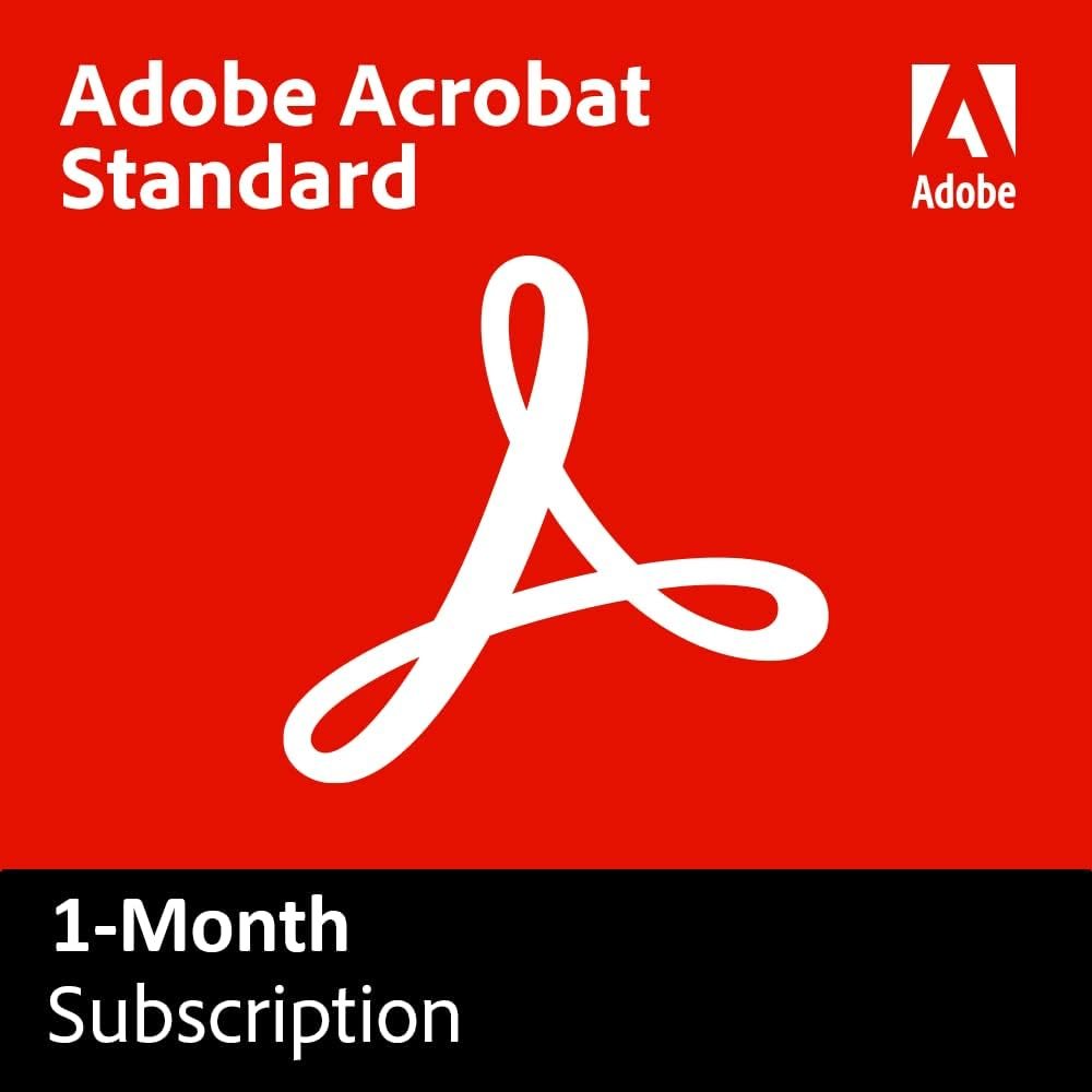 Adobe Acrobat Standard | 1-Month Subscription with Auto-Renewal | PDF Software | Convert, Edit, E-Sign, Protect |PC/Mac Download | Activation Required