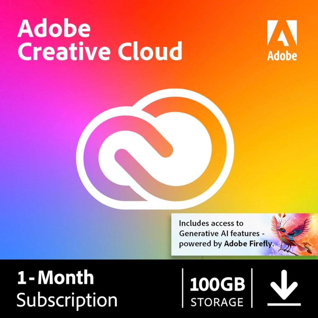 Adobe Creative Cloud | 20+ creative apps Plus 100GB Storage | 1-Month Subscription with Auto-Renewal, PC/Mac