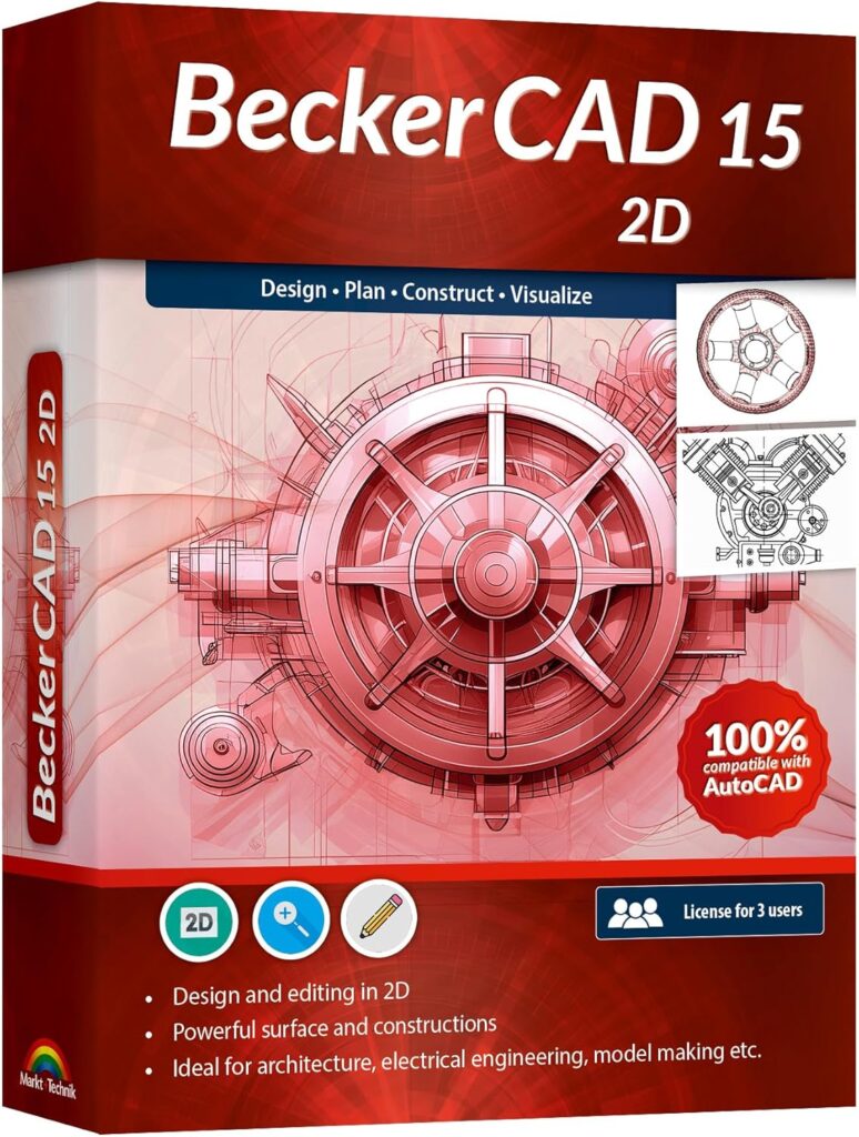 BeckerCAD 15 - 2D software for home design, architecture, engineering and more, compatible with AutoCAD, Lifetime License for Win 11, 10, 8.1, 7