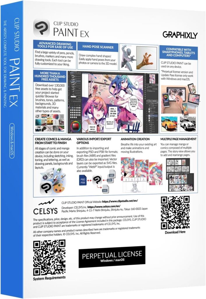 CLIP STUDIO PAINT EX - Version 4 | Perpetual License | for Windows and macOS
